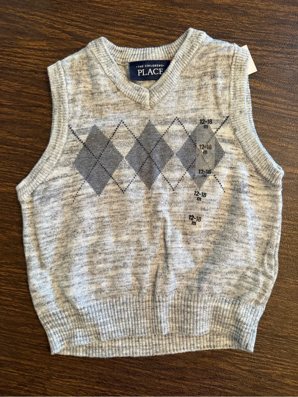 The Children's Place Light Gray Argyle Knit Vest